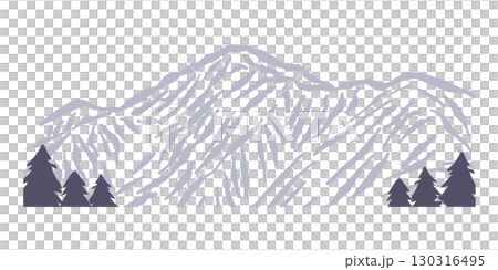 日本の山シリーズより、間ノ岳。手描きで描いた山の景色。 130316495