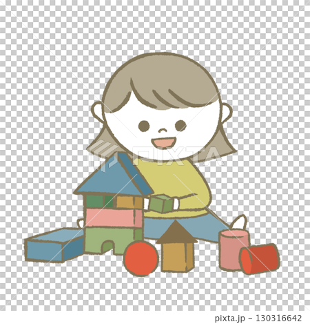 玩積木的孩子,黃色 玩積木的孩子,黃色 130316642