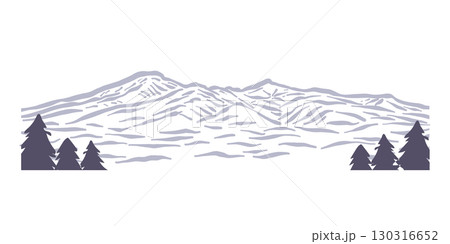 日本の山シリーズより、安達太良山。手描きで描いた山の景色。 130316652