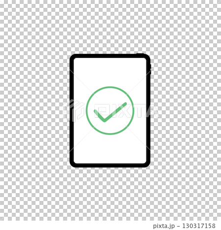 Security authentication illustration with tablet and check mark icon Security authentication illustration with tablet and check mark icon 130317158