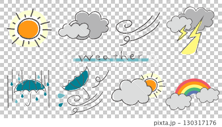 Various hand-drawn weather icons 130317176
