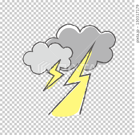 雷雲和閃電的手繪插圖 雷雲和閃電的手繪插圖 130317179