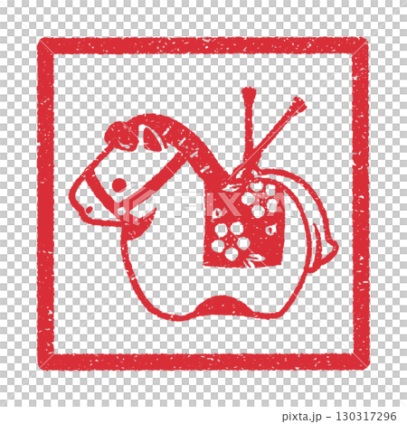 Illustration of a horse figurine (stamp style) 130317296