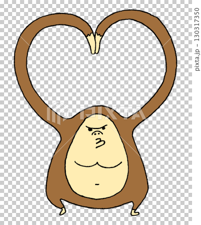 Gorilla making a heart with his arms 130317350