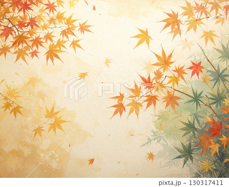 秋　生成AI　水彩　背景 130317411