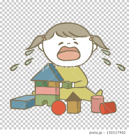 おもちゃで遊ぶ子供 黄色 おもちゃで遊ぶ子供 黄色 130317492