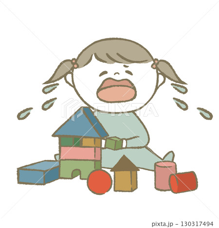 おもちゃで遊ぶ子供 水色 おもちゃで遊ぶ子供 水色 130317494