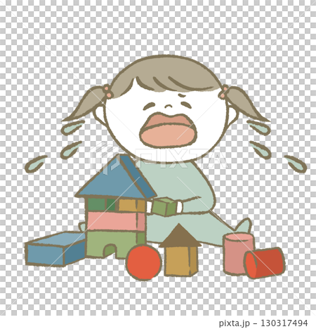 おもちゃで遊ぶ子供 水色 おもちゃで遊ぶ子供 水色 130317494