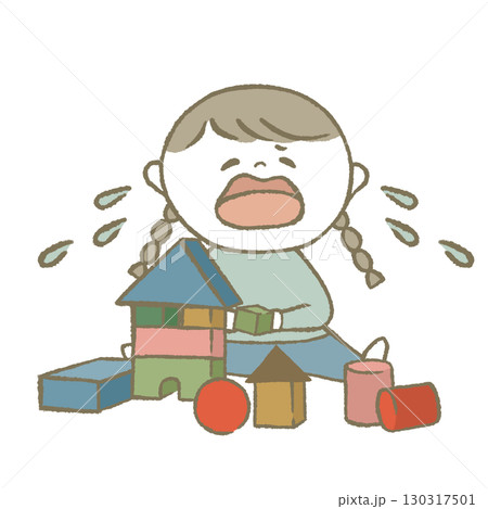 おもちゃで遊ぶ子供 水色 おもちゃで遊ぶ子供 水色 130317501