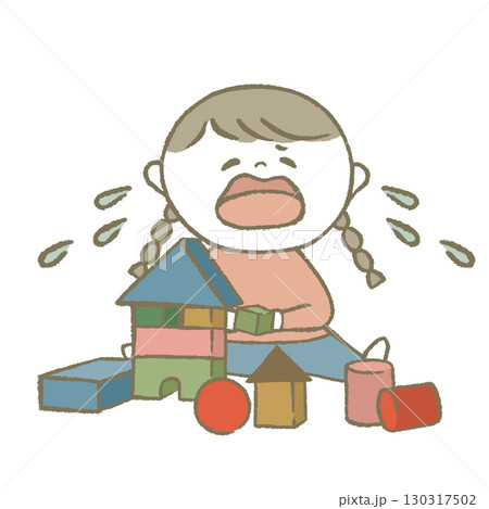 おもちゃで遊ぶ子供　ピンク 130317502