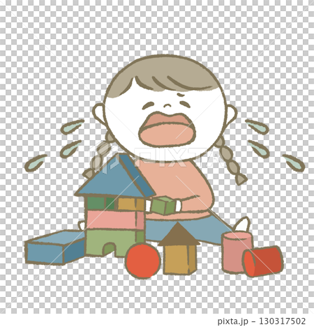 おもちゃで遊ぶ子供　ピンク 130317502