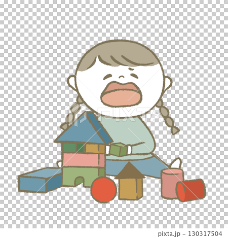 おもちゃで遊ぶ子供 水色 おもちゃで遊ぶ子供 水色 130317504