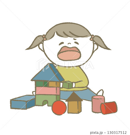 おもちゃで遊ぶ子供 黄色 おもちゃで遊ぶ子供 黄色 130317512