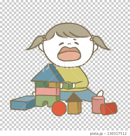 孩子在玩黃色玩具 130317512