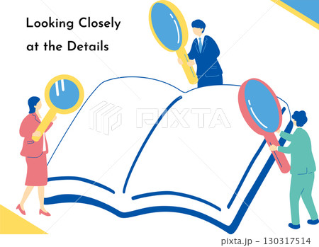 虫眼鏡を覗き込むビジネスパーソン 130317514