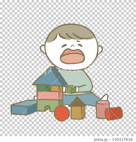 孩子玩玩具，淺藍色 130317610