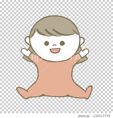 Smiling baby sitting in pink Smiling baby sitting in pink 130317778