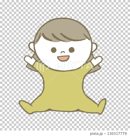 Smiling baby sitting yellow Smiling baby sitting yellow 130317779