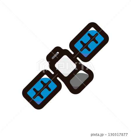 人工衛星のイラストアイコン（科学・テクノロジー・宇宙素材） 130317877