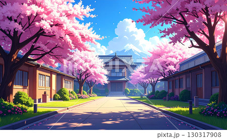 桜　風景　生成AI　背景 130317908