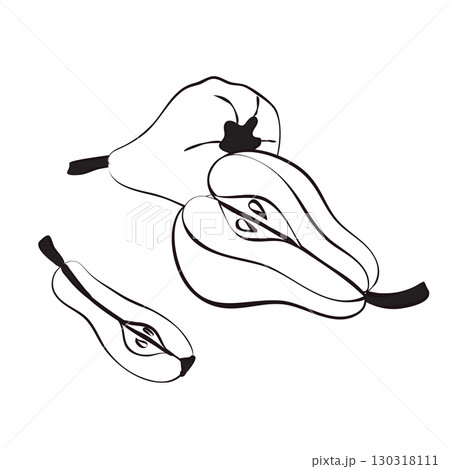 Composition of pears in doodle style. Vector illustration isolated on white background. 130318111