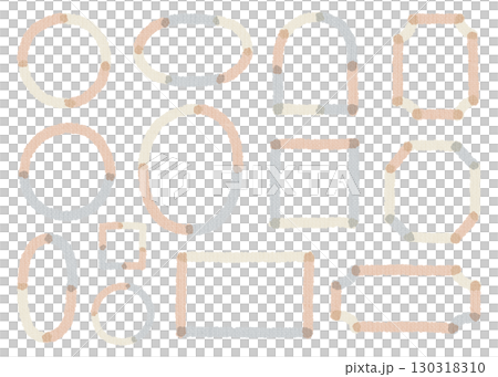 A simple set of hand-drawn frames in pastel colors with a fabric texture 130318310