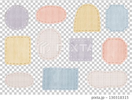 A set of pastel handwritten labels with knit and fabric textures 130318315