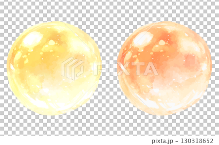 Transparent water droplets watercolor illustration_yellow and orange 130318652