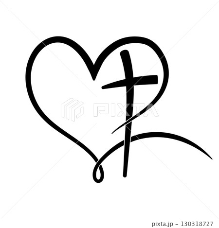Christian cross heart symbol of faith love hope unity grace 130318727