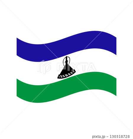 Lesotho national Wavy flag Basotho hat, peace and prosperity color 130318728