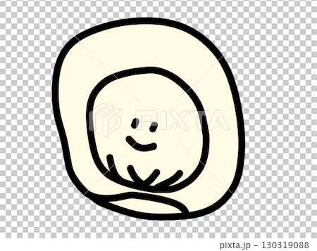 簡單可愛的餃子插畫，帽子形狀，笑臉|可愛的點心插畫素材 130319088