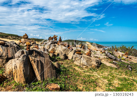 Trail along the coast and beaches from Jericoacoara to Pedra Furada in Ceara State, Brazil. 130319243