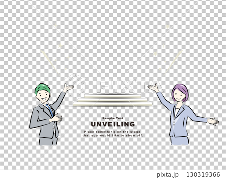 Ta-da! Business people unveiling (announcing, revealing, introducing) something | Business scene Ta-da! Business people unveiling (announcing, revealing, introducing) something | Business scene 130319366