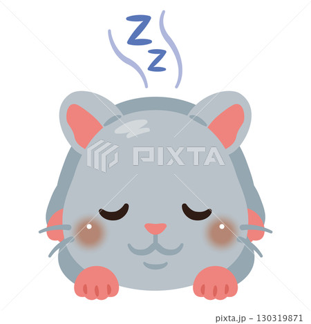 うつ伏せで眠るネズミのイラスト 130319871