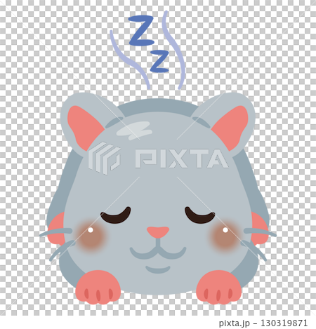 うつ伏せで眠るネズミのイラスト 130319871