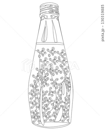 Bottle with drink in doodle style. Vector illustration. 130319885