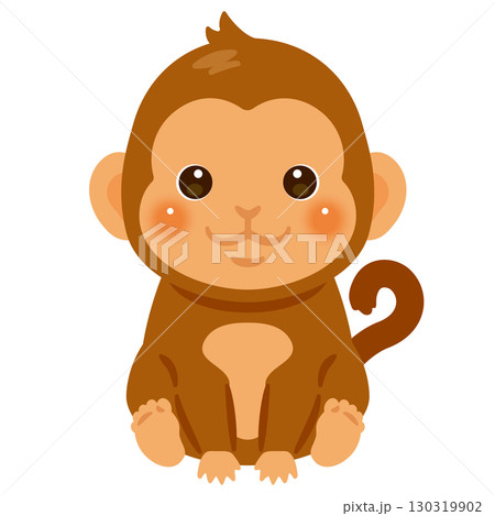 お座りしたサルのイラスト 130319902