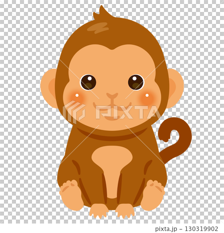 お座りしたサルのイラスト 130319902