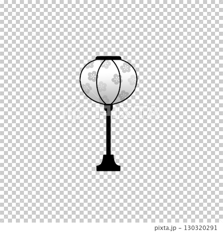 ぼんぼりモノクロ（グレースケール）イラスト — ひな飾り 130320291