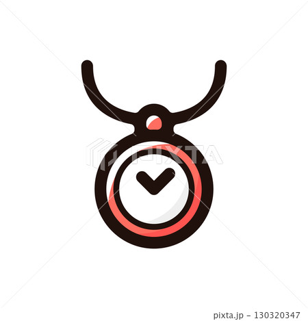 時計のネックレスのイラストアイコン（ラッパー・ファッション・ヒップホップ素材） 130320347