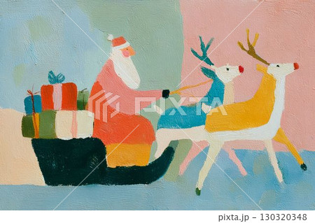 クリスマスプレゼントを運ぶサンタクロース クリスマスプレゼントを運ぶサンタクロース 130320348