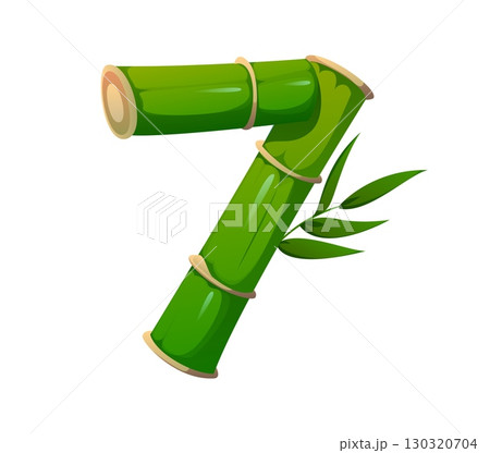 Forest bamboo branch font digit 7 seven. Japan garden tree branch alphabet font number, Asian jungle plant isolated cartoon vector typeface figure. China forest bamboo kids ABC typeface numeral symbol Forest bamboo branch font digit 7 seven. Japan garden tree branch alphabet font number, Asian jungle plant isolated cartoon vector typeface figure. China forest bamboo kids ABC typeface numeral symbol 130320704