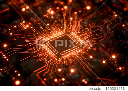 computer motherboard in dark night 130321458