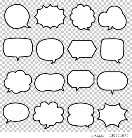 Basic speech bubble frame set line art black and white Basic speech bubble frame set line art black and white 130321673
