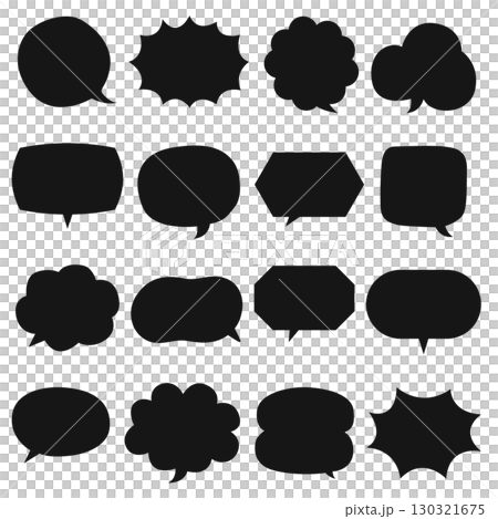 Simple speech bubble frame set black monochrome 130321675