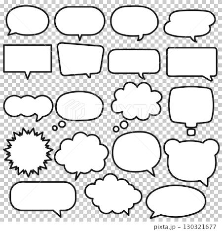Basic speech bubble frame set line art black and white Basic speech bubble frame set line art black and white 130321677