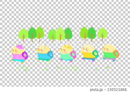 可愛的貓咪去郊遊手繪插圖 130321868