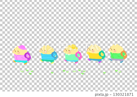 可愛的貓咪去郊遊手繪插圖 130321871