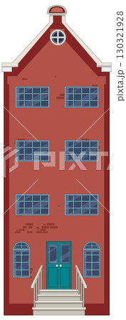 Traditional Dutch Brick Townhouse With Blue Windows 130321928