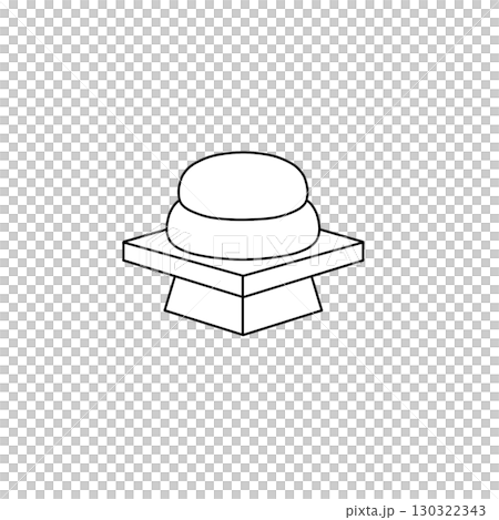 重ね餅(紅白餅/鏡餅に使える)線画アイコン — 供え餅・お祝い 重ね餅(紅白餅/鏡餅に使える)線画アイコン — 供え餅・お祝い 130322343